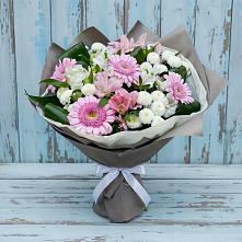 Букет цветов из:  Герберы, Альстромерии и Хризантемы #REPLACE_PRED# Зетеречный