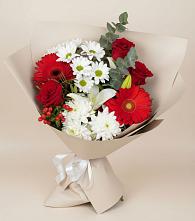 Букет цветов из:  Розы, Хризантемы, Герберы и Лилии #REPLACE_PRED# Зетеречный