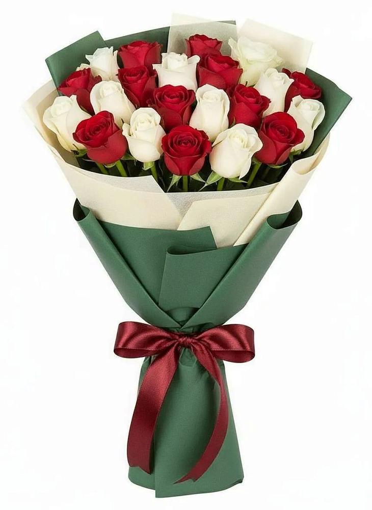 Букет Микс из красных и белых роз в Зетеречный