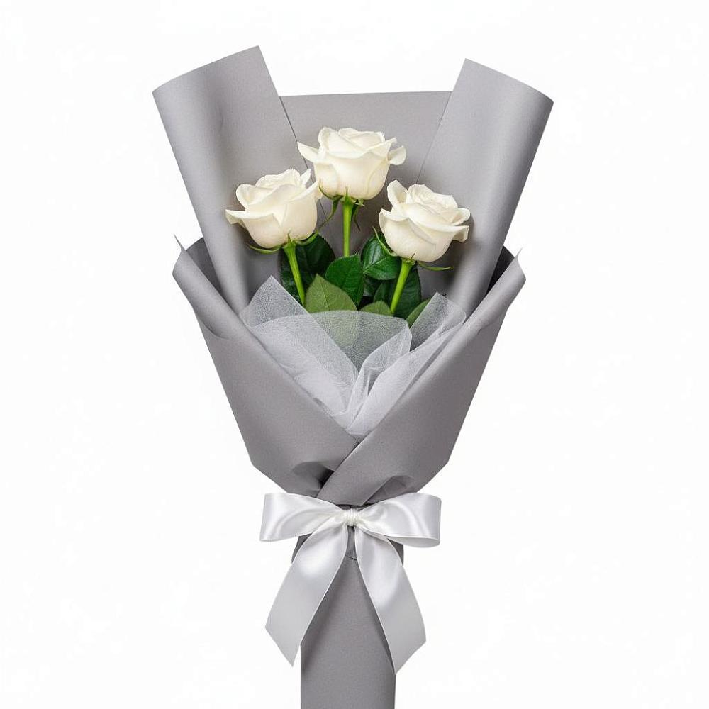 Букет 3 белые розы в Зетеречный