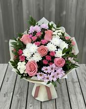 Букет цветов из:  Альстромерии, Гвоздики, Розы и Хризантемы #REPLACE_PRED# Зетеречный