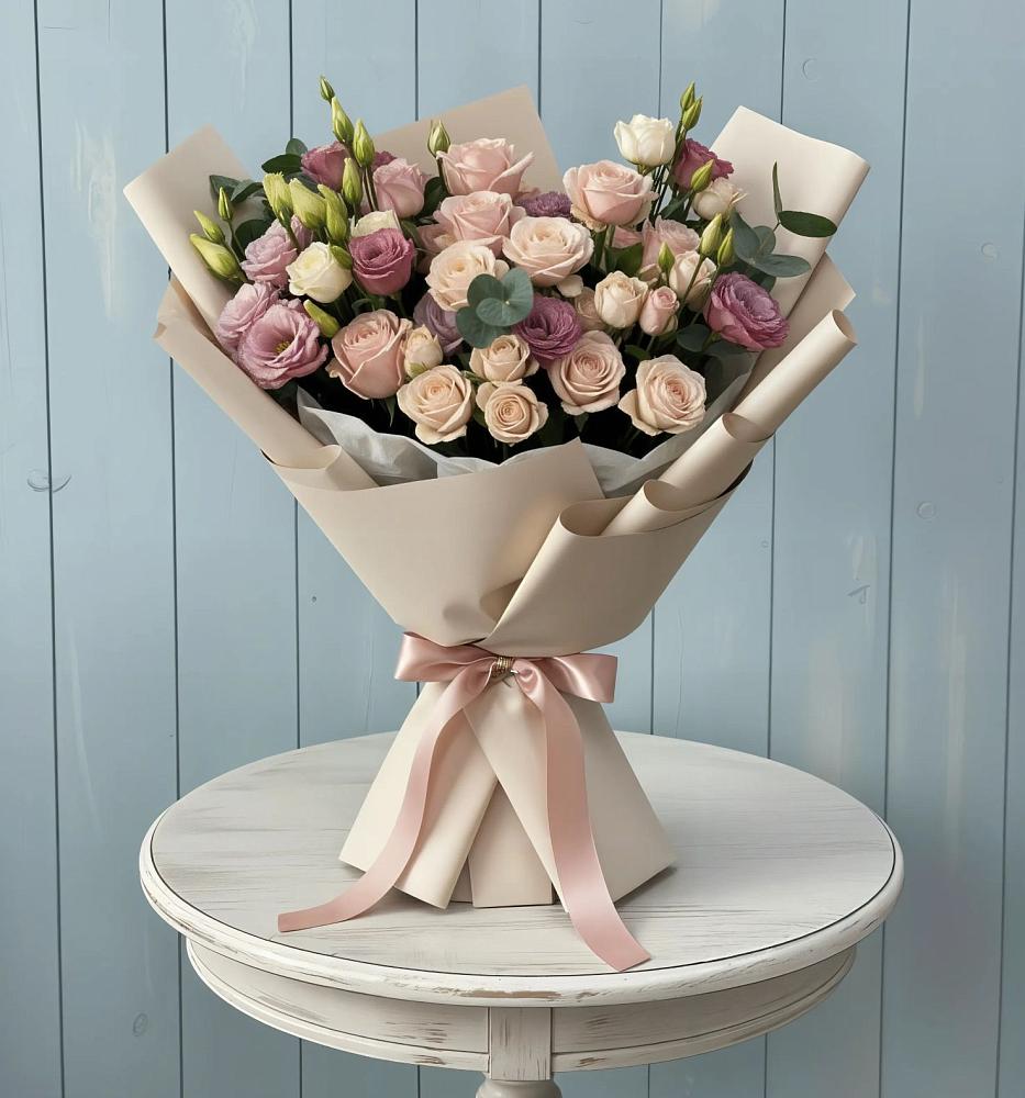 Букет цветов из: Розы и Лизиантусы в Зетеречный