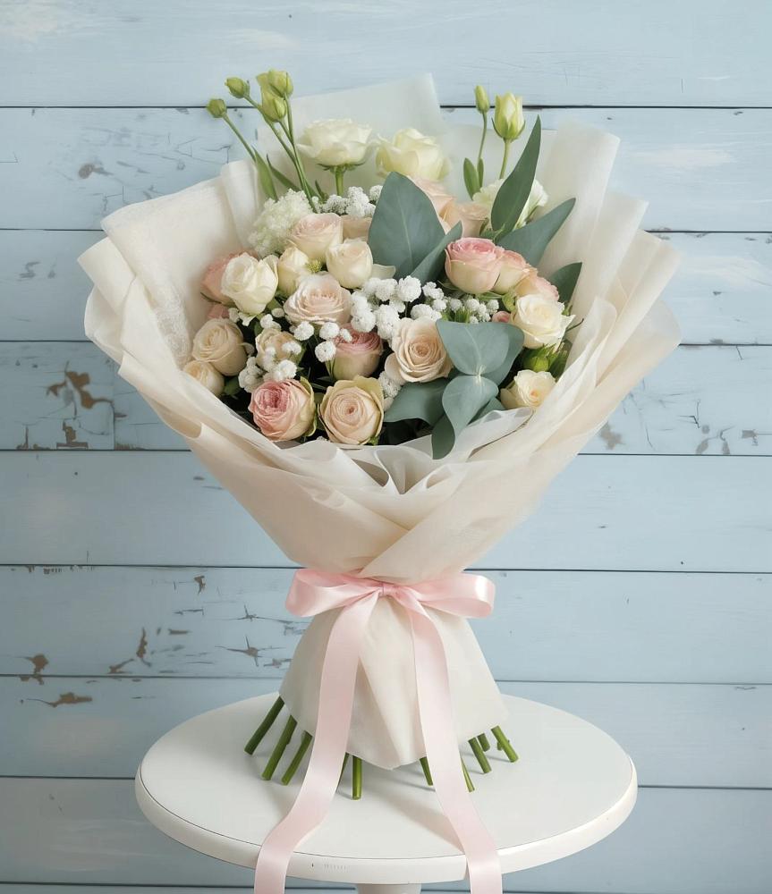 Букет цветов из: Розы и Лизиантусы в Зетеречный