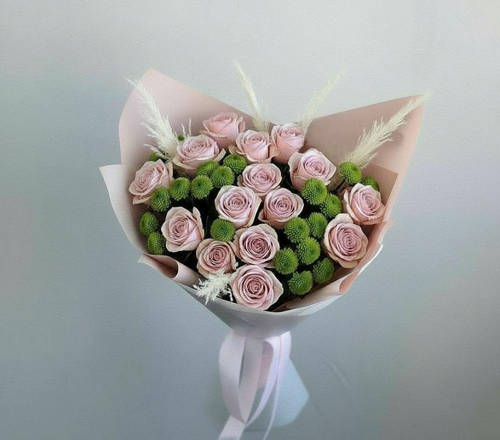 Букет цветов из: Розы и Хризантемы в Зетеречный