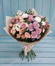 Букет цветов из:  Хризантемы, Розы и Альстромерии #REPLACE_PRED# Зетеречный