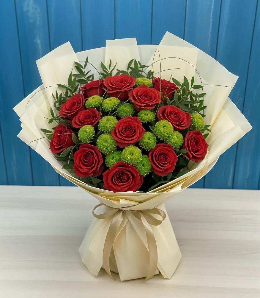 Букет цветов из: Розы и Хризантемы в Зетеречный